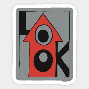 Red Arrow Look Up Sticker